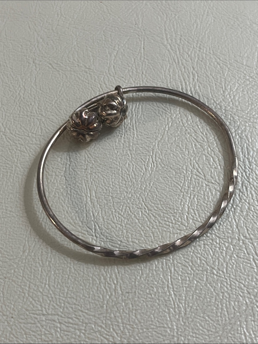 children's 925 sterling silver twisted floral knot bangle bracelet